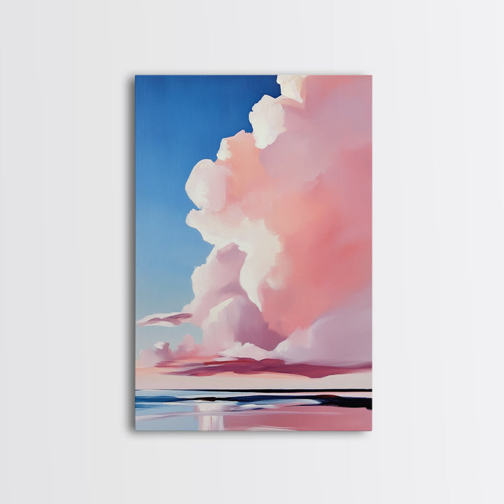 Cloudscape, Sky Painting, Dreamy Wall Art, Minimalist Home Decor, Pastel Sky, Framed Canvas Print, Sunset Clouds, Serene Aesthetic