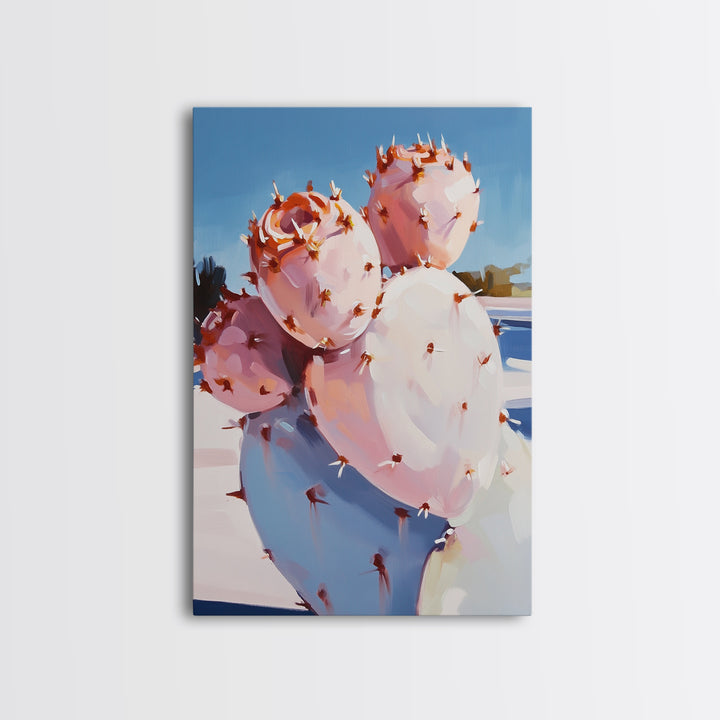 Cactus Bloom, Southwest Decor, Desert Art, Succulent Painting, Nature Inspired, Earthy Tones, Framed Canvas Print, Bedroom