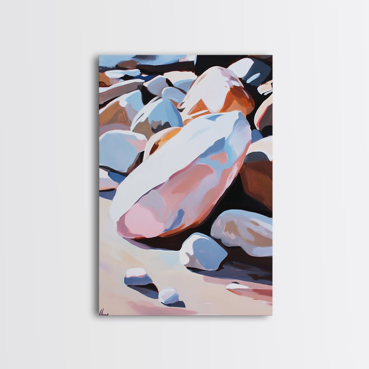 Mystic Cliffside, Surreal Landscape, Nature Aesthetic, Modern Wall Decor, Soft Pastels, Dreamy Art, Framed Canvas Print, Hallway