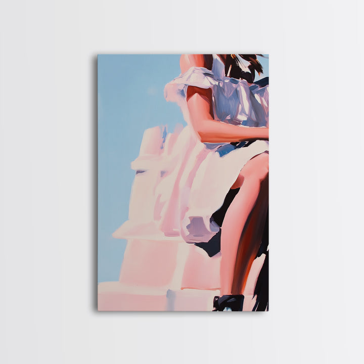 Dreamy Dress, Feminine Fashion, Soft Romantic Art, Framed Canvas Print, Boho Wall Decor, Modern Minimalist Artwork, Bedroom Wall Art