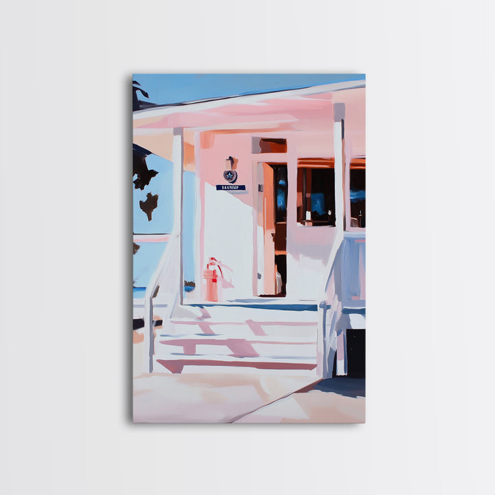 Beach House, Coastal Art, Nautical Decor, Minimalist Wall Art, Framed Canvas Print, Modern Home, Living Room Art, Pastel Painting