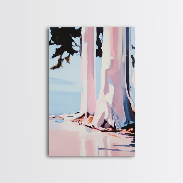 Birch Trees, Modern Forest Art, Minimalist Nature Painting, Cozy Cabin Wall Decor, Framed Canvas Print, Scandinavian Home Aesthetic