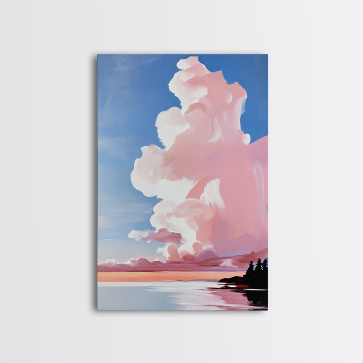 Pink Clouds, Sunset Sky, Dreamy Wall Art, Romantic Painting, Pastel Decor, Soft Aesthetic, Nature Inspired, Canvas Print, Bedroom Art