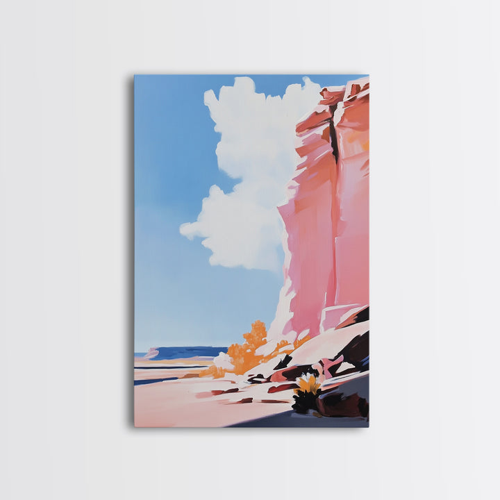 Canyon Landscape, Desert Wall Art, Warm Earth Tone Painting, Western Home Decor, Framed Canvas Print, Modern Rustic Wall Art