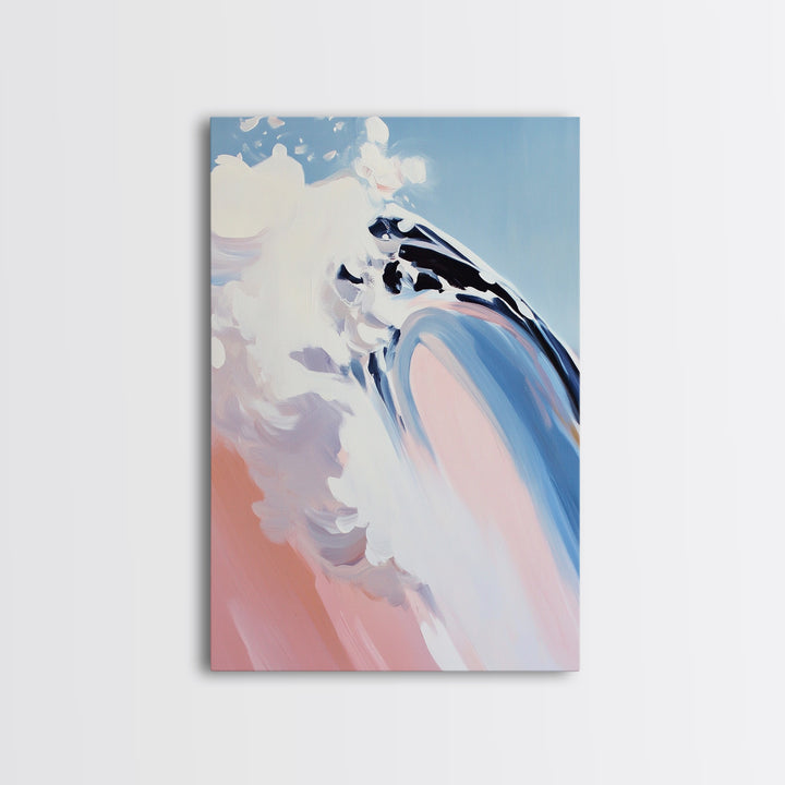 Ocean Curl, Surfer Wave Art, Framed Canvas Print, Beach House Decor, Coastal Painting, Summer Vibes Artwork, Minimalist Seascape