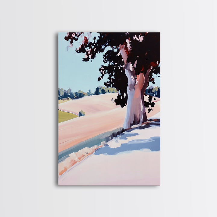 Rolling Hills, Tranquil Landscape, Country Scene, Framed Canvas Print, Rustic Farmhouse Decor, Nature Wall Art, Cozy Living Room Artwork