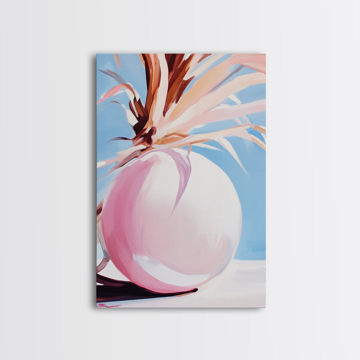 Desert, Palm Tree, Abstract, Framed Canvas Print, Earthy Tones Wall Art, Modern Southwest Decor, Stylish Living Room Art, Trendy Design