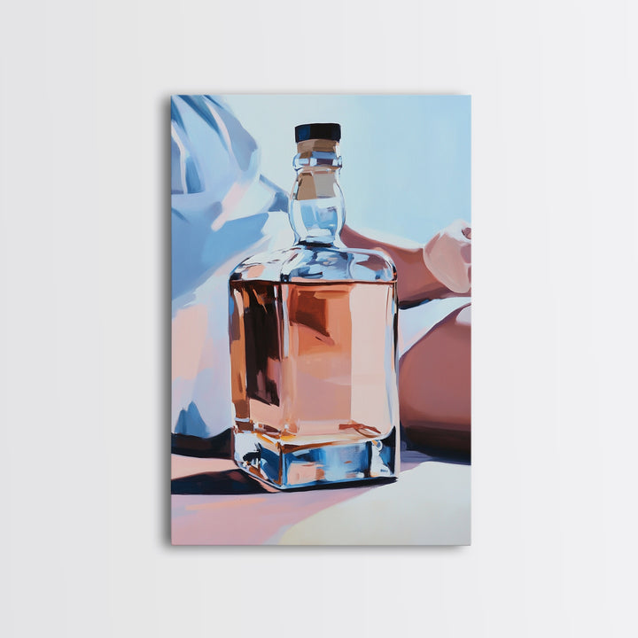 Whiskey Bottle, Elegant Drink, Modern Still Life, Minimalist Art, Sophisticated Decor, Bar Wall Art, Contemporary Painting, Canvas Print