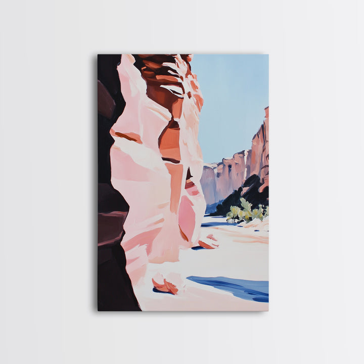 Desert Canyon, Red Rock Art, Southwest Landscape Print, Framed Canvas Print, Nature Lover Gift, Rustic Western Home Decor