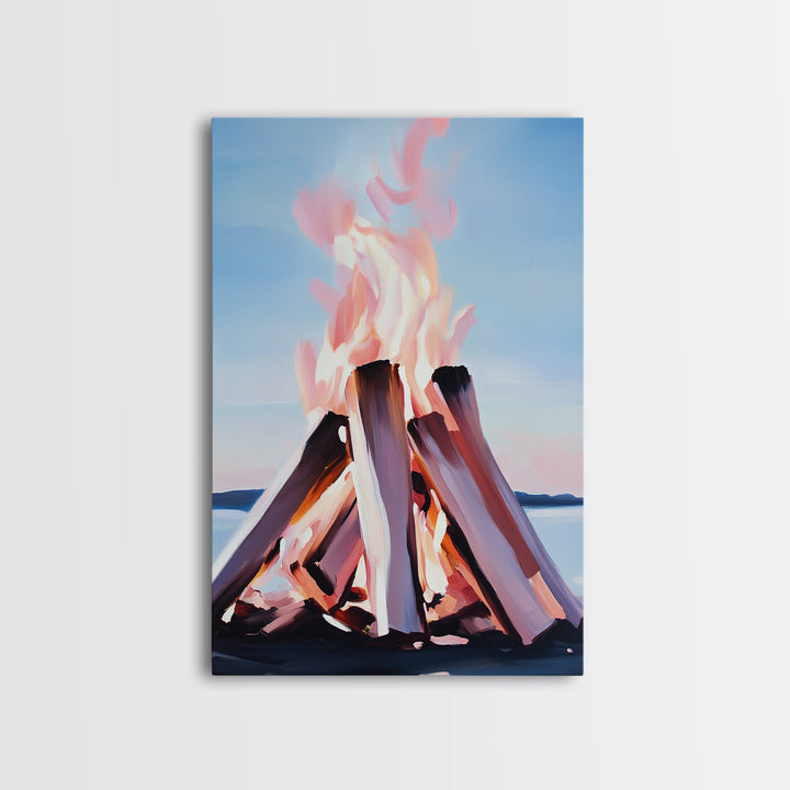 Firelight, Outdoor Glow, Evening Warmth, Canvas Print, Rustic Cabin Art, Cozy Ambiance, Living Room Decor, Autumn Vibes, Bonfire Scene