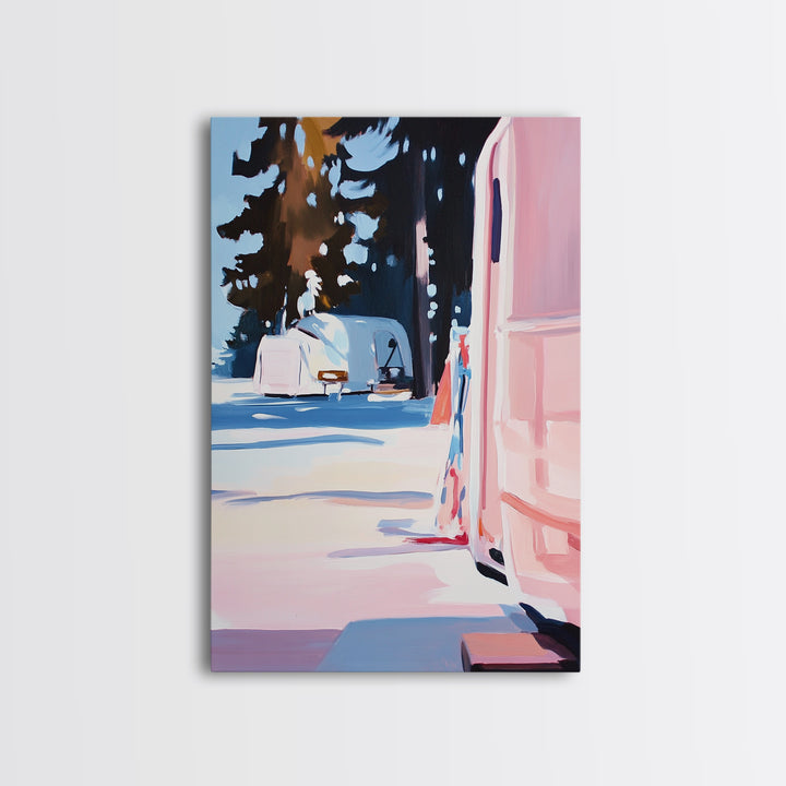 Camper Life, Forest Retreat, Cozy Camping, Canvas Print, Outdoor Adventure, RV Decor, Travel Lover Art, Scenic Nature Painting