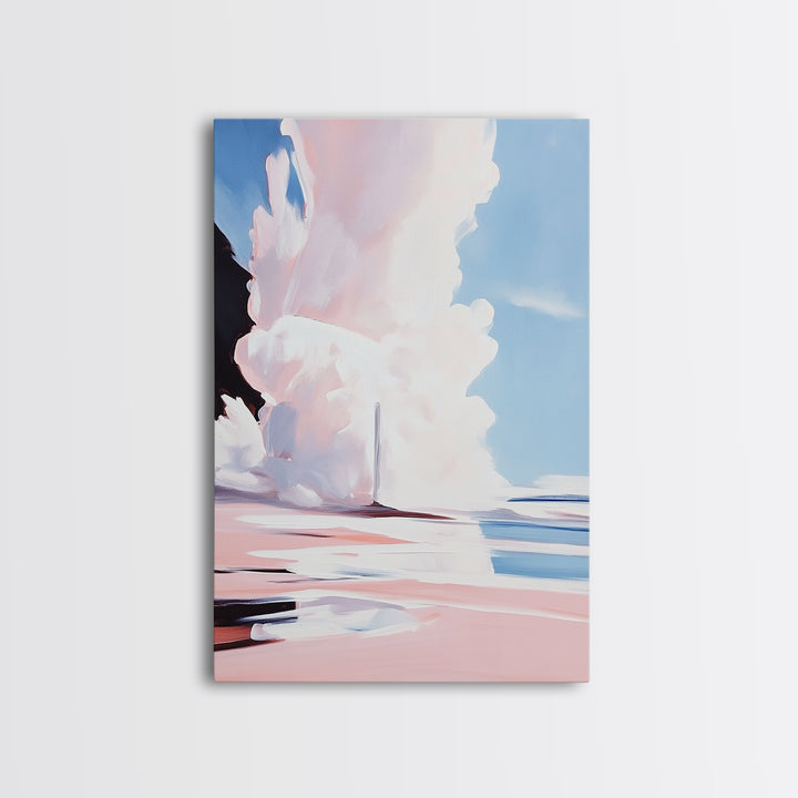 Pink Clouds, Sky Art, Dreamy Landscape, Serene Wall Decor, Blue and Pink Painting, Framed Canvas Print, Office Decor, Aesthetic Gift