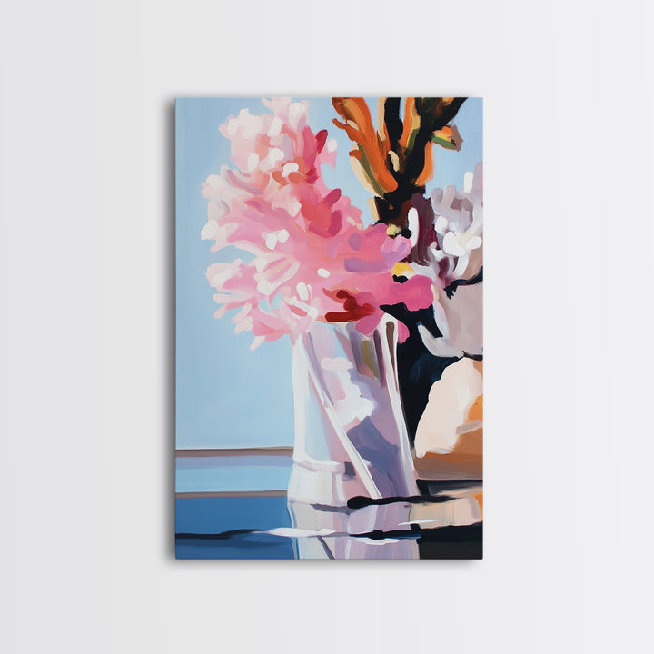 Pink Clouds, Sky Art, Dreamy Landscape, Serene Wall Decor, Blue and Pink Painting, Framed Canvas Print, Office Decor, Aesthetic Gift