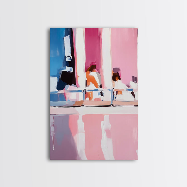 Abstract Reflection, Pink and Blue Art, Contemporary Wall Decor, Canvas Print, Modern Interior Design, Aesthetic Home Styling