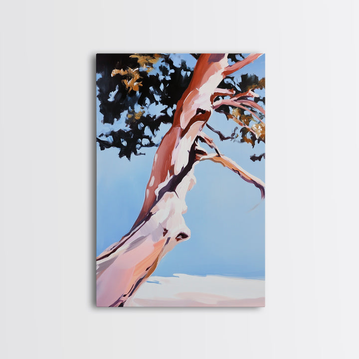 Abstract Tree Art, Modern Landscape Painting, Contemporary Earthy Decor, Minimalist Nature Print, Framed Canvas Print, Office Wall Art