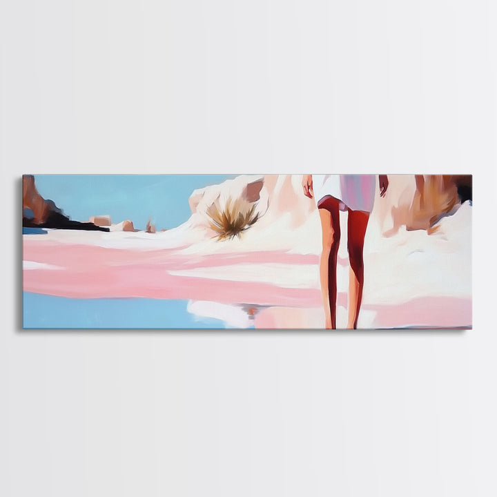 Desert Mirage, Ethereal Landscape, Sunlit Horizon, Framed Canvas Print, Pastel Canyon Scene, Boho Wall Decor, Minimalist Western Art