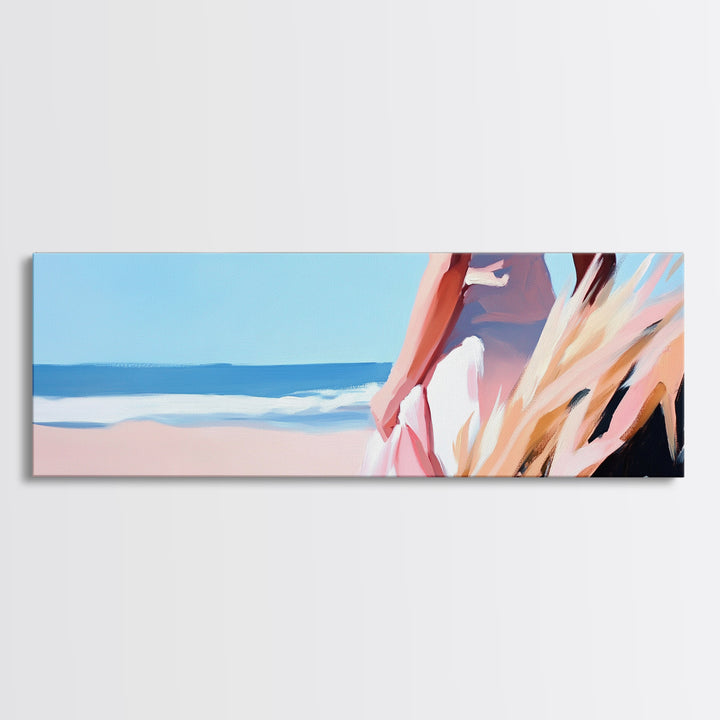 Ocean Breeze, Coastal Woman, Serenity Art, Beach Aesthetic, Canvas Print, Boho Wall Art, Relaxing Bedroom Wall Decor