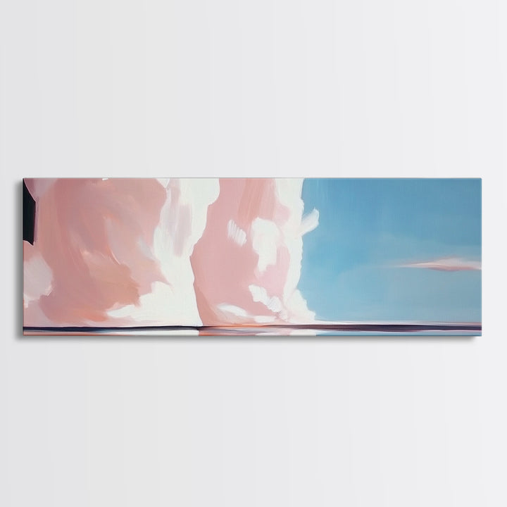 Pink Clouds, Ocean Reflection, Dreamy Sky, Framed Canvas Print, Surreal Landscape, Coastal Wall Art, Minimalist Decor, Bedroom Art