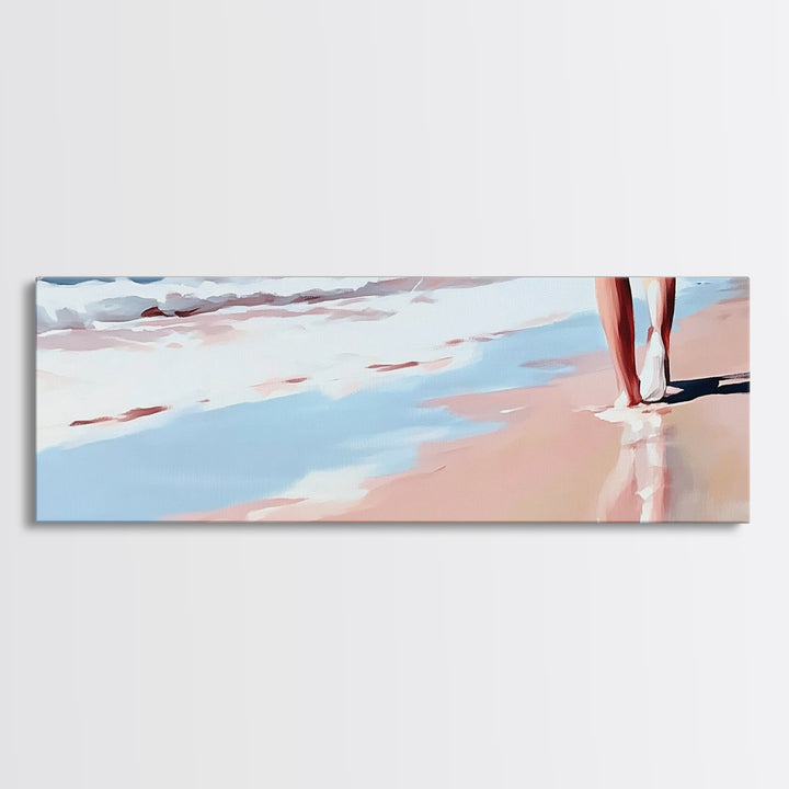 Coastal Walk, Beach, Ocean, Serenity, Framed Canvas Print, Coastal Wall Art, Nautical Decor, Living Room Wall Art, Minimalist Art