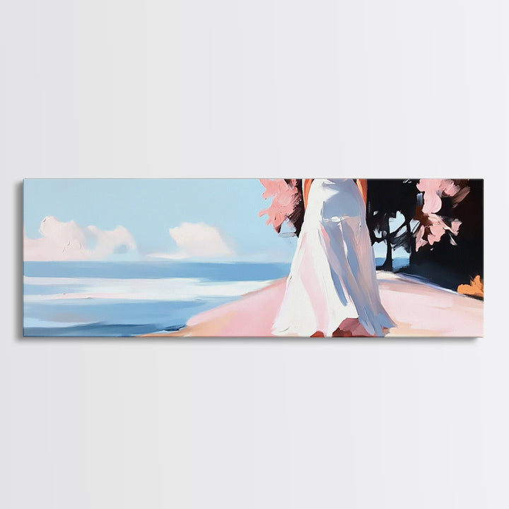 Ocean Breeze, Coastal Landscape, Bathroom Wall Art, Canvas Print, Minimalist Seascape, Pastel Beach Decor, Soft Aesthetic Artwork