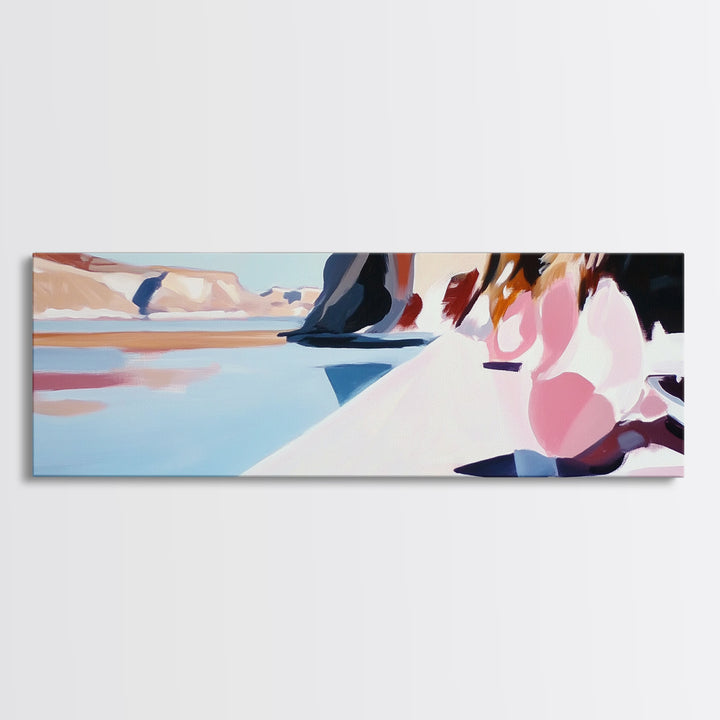 Desert Reflection, Minimalist Art, Modern Landscape, Neutral Tones, Framed Canvas Print, Boho Decor, Living Room Wall Art, Large Art