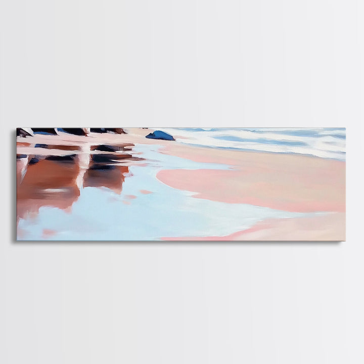 Hand Reflection, Abstract Art, Soft Blues, Pink Hues, Framed Canvas Print, Contemporary Wall Art, Bedroom Decor, Zen Aesthetic