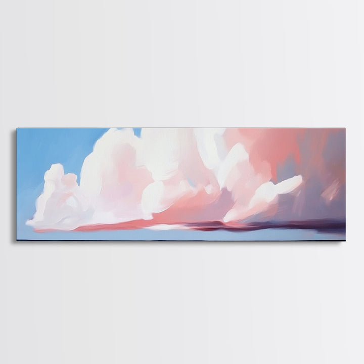 Cloudy Horizon, Sunset Beach, Pastel Sky, Canvas Print, Modern Seascape, Relaxing Coastal Wall Art, Dreamy Ocean Decor, Minimalist