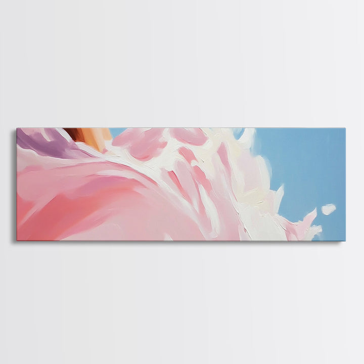Abstract Floral Art, Soft Pink Flowers, Boho Home Decor, Minimalist Framed Canvas Print, Elegant Wall Art, Feminine Bedroom Painting