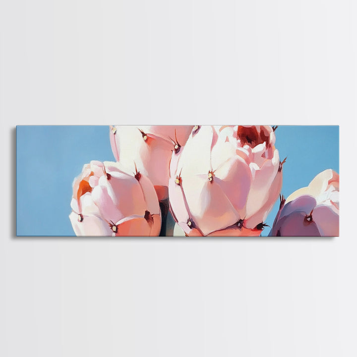 Cactus Flower Art, Desert Boho Decor, Minimalist Nature Painting, Southwest Framed Canvas Print, Rustic Wall Art, Earthy Home Aesthetic