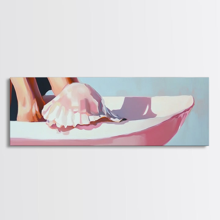 Beach Shell, Coastal Decor, Modern Art, Framed Canvas Print, Pastel Beach Wall Art, Minimalist Ocean Art, Nautical Art, Summer Vibes