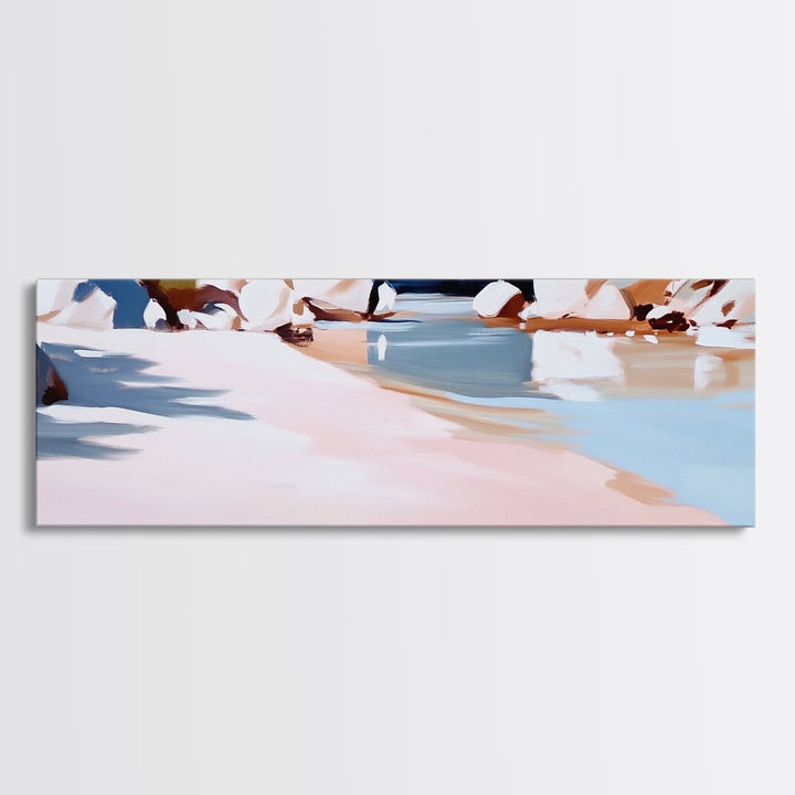 Riverbank Scene, Tranquil Water, Nature Landscape, Minimalist Water Reflection, Boho Earthy Decor, Relaxing Wall Art, Canvas Print