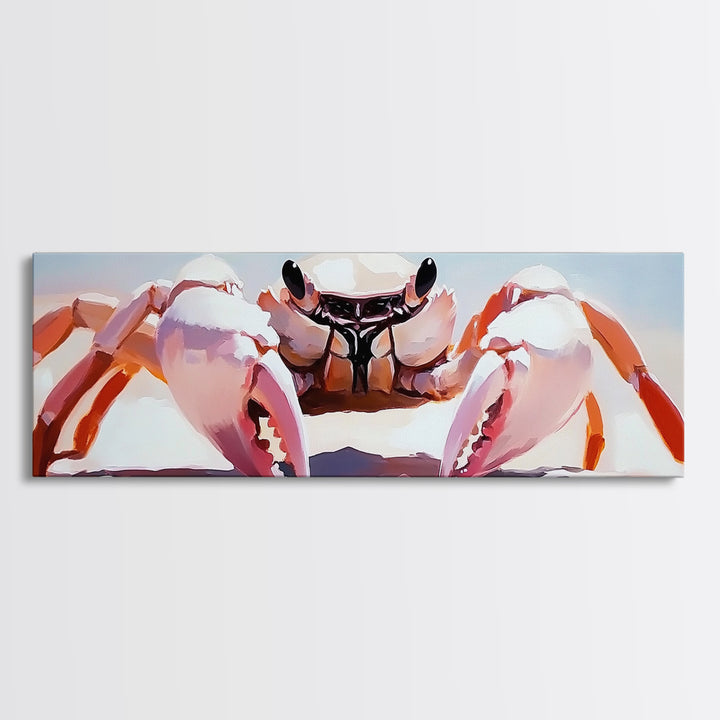 Crab Art, Beach Wall Art, Coastal Decor, Nautical Painting, Ocean Animal Print, Pastel Tones, Living Room Art, Canvas Print