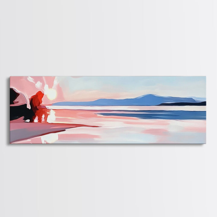 Ocean Bliss, Beach Serenity, Sunset Vibes, Framed Canvas Print, Coastal Decor, Nautical Theme, Living Room Art, Relaxing Wall Painting