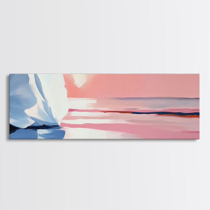 Blush Sky, Ocean Reflection, Pastel Landscape, Coastal Serenity, Canvas Print, Bedroom Wall Art, Modern Impressionist, Gift Idea