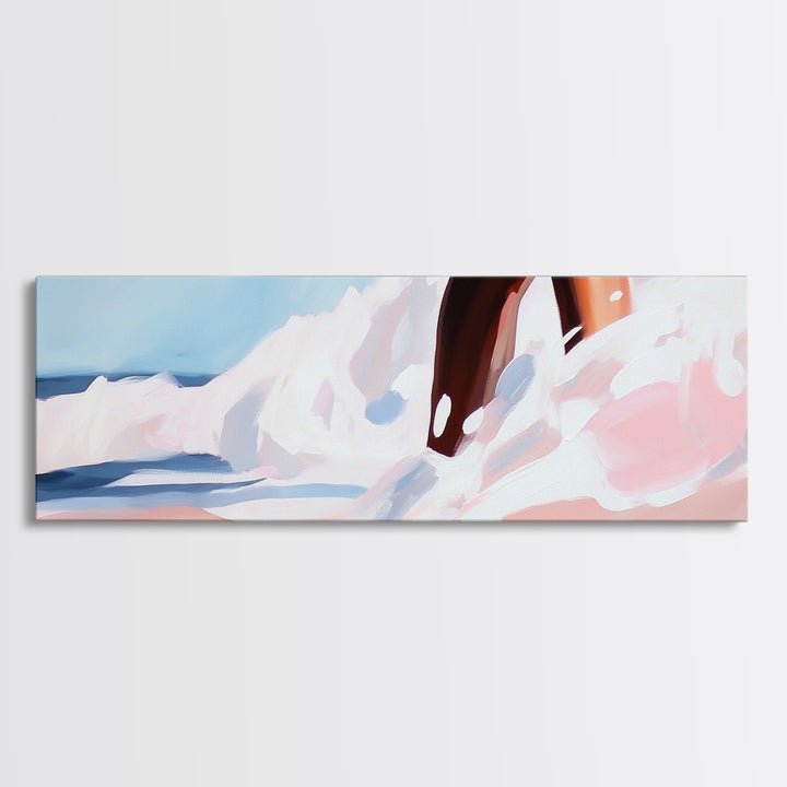 Ocean Splash Painting, Coastal Wave Print, Minimalist Beach Art, Soft Pastel Seascape, Large Canvas Print, Boho Home Decor, Bedroom Art