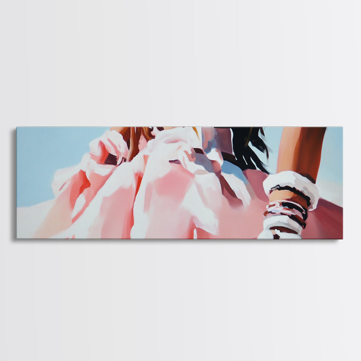 Boho Fashion Art, Flowing Dress Print, Pastel Aesthetic Painting, Minimalist Chic Decor, Large Canvas Print, Bedroom Wall Art