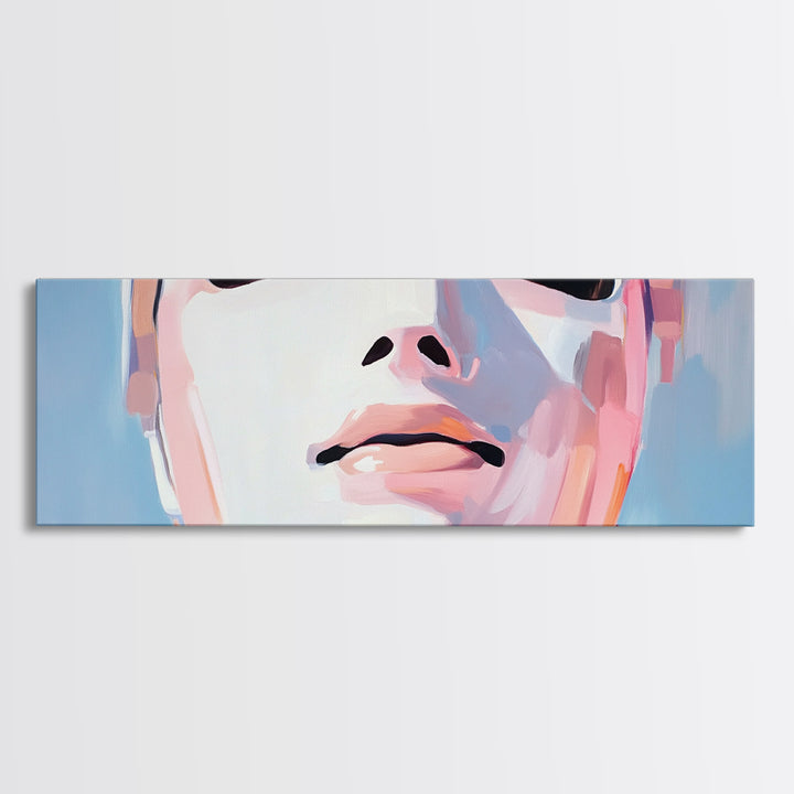 Abstract Mask Art, Portrait Painting, Soft Pastel Expression, Unique Wall Decor, Large Canvas Print, Minimalist Home Art, Boho Aesthetic