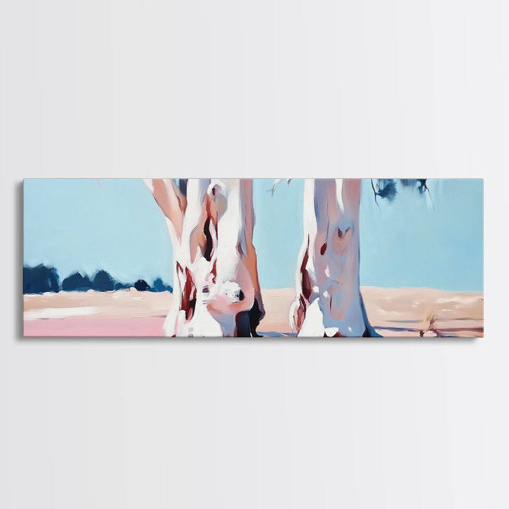 Desert Trees, Minimalist Landscape, Rustic Home Decor, Framed Canvas Print, Living Room Wall Art, Boho Aesthetic, Neutral Nature Art