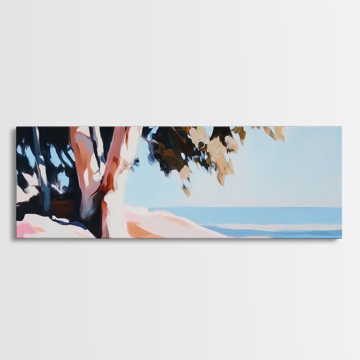 Coastal Serenity, Ocean View, Beach Art, Framed Canvas Print, Bedroom Wall Art, Modern Seascape, Relaxing Coastal Decor, Blue Tones