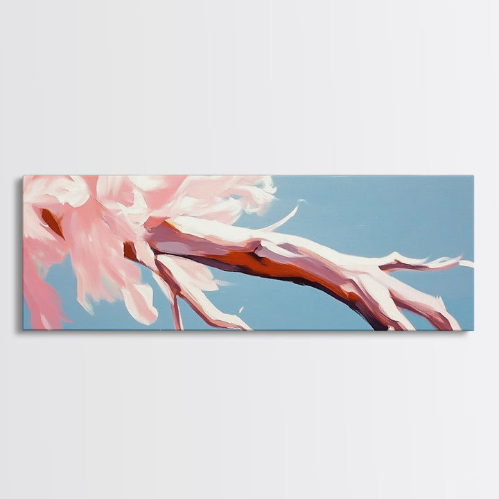 Blossoming Driftwood, Abstract Tree, Whimsical Nature, Framed Canvas Print, Bedroom Wall Art, Soft Pastel Decor, Contemporary Artwork