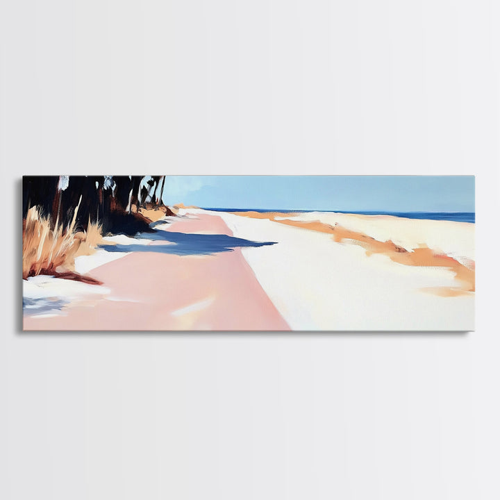 Beach Path, Sand Dunes, Coastal Landscape, Office Wall Art, Minimalist Seascape, Neutral Aesthetic, Framed Canvas Print, Modern Home Design