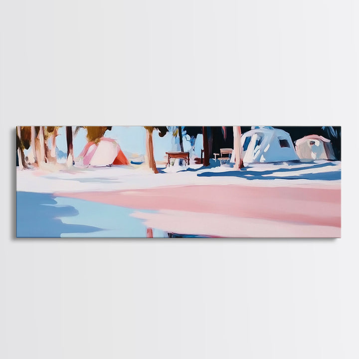 Camping Scene, Nature Landscape, Outdoor Adventure Art, Framed Canvas Print, Rustic Cabin Decor, National Park Wall Art, Minimalist Art