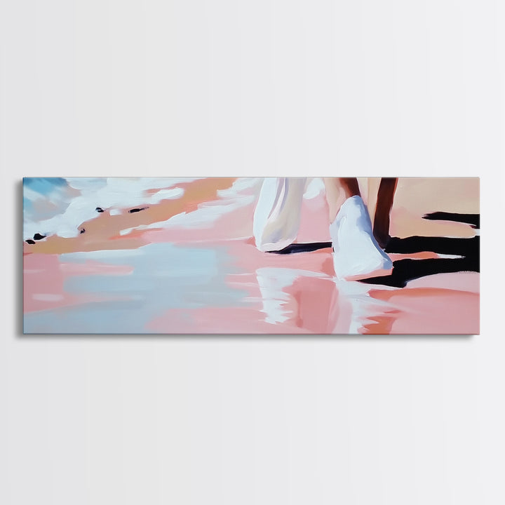 Beach Walk, Coastal Serenity, Minimalist Seaside Decor, Framed Canvas Print, Ocean Aesthetic, Relaxing Artwork, Living Room Wall Art