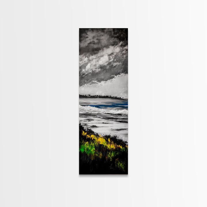 Coastal Horizon, Abstract Seascape Painting, Beach Wall Art, Framed Canvas Print, Office Decor, Ocean Waves Artwork, Living Room Art