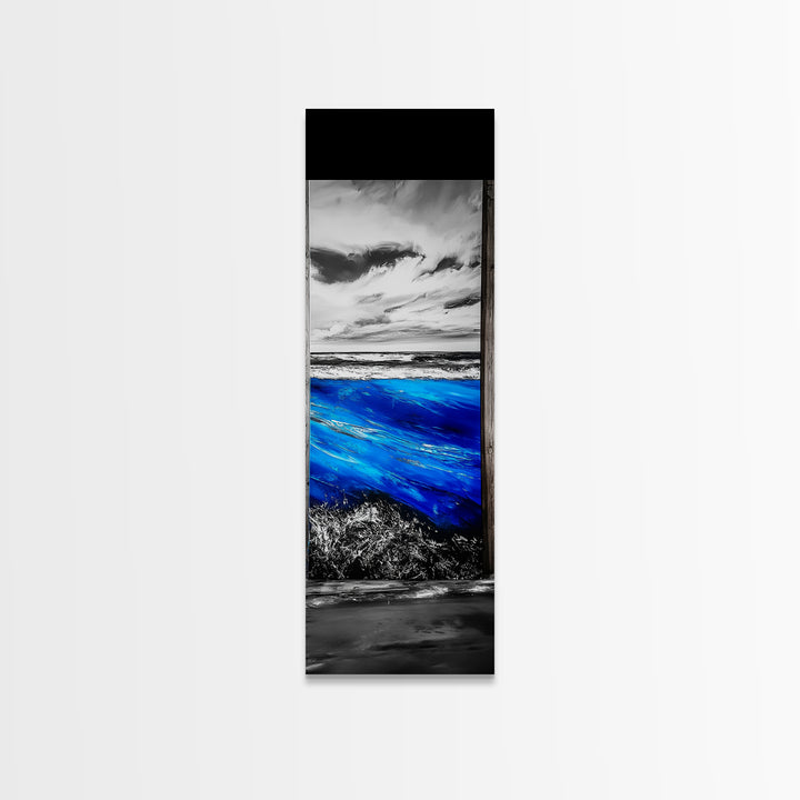 Ocean View, Blue Wave Art, Coastal Decor, Nautical Wall Art, Modern Abstract, Beach House Decor, Framed Canvas Print
