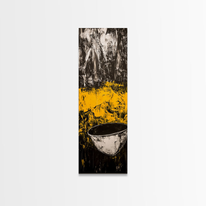 Abstract Yellow, Bold Modern Art, Textured Expressionist, High Contrast Decor, Contemporary Wall Accent, Framed Canvas Print