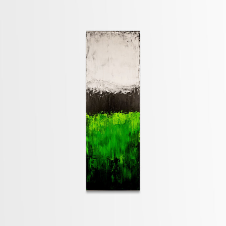 Abstract Green Field, Minimalist Landscape Painting, Modern Nature Art, Canvas Print, Vibrant Green Wall Decor, Contemporary Home Art