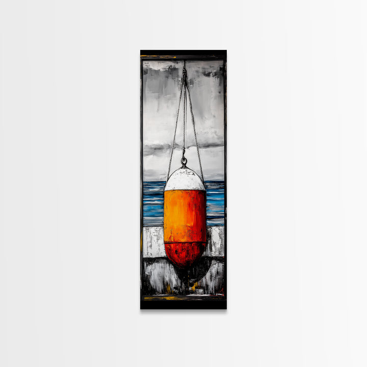 Nautical Buoy, Coastal Wall Art, Beach House Decor, Ocean Art, Framed Canvas Print, Maritime Art, Living Room Wall Art, Minimalist Style