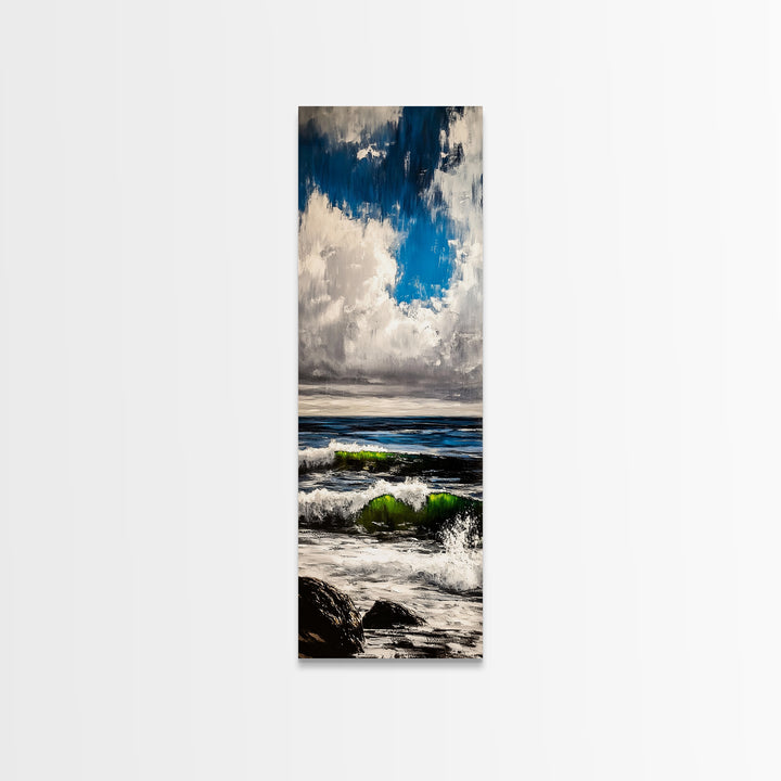 Ocean Wave Painting, Coastal Wall Art, Blue and Green Seascape, Nautical Artwork, Modern Beach House Decor, Living Room Art, Canvas Print