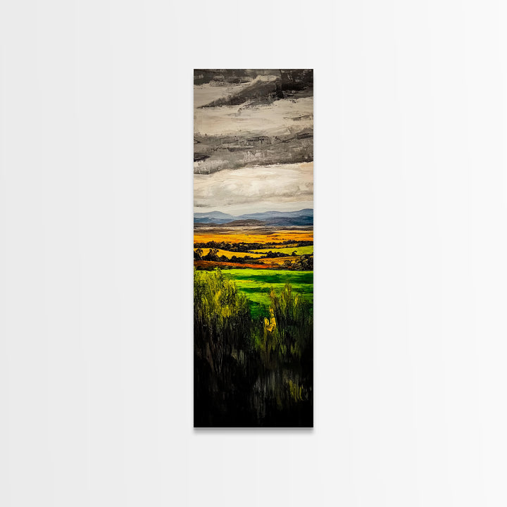 Rolling Fields, Golden Hills, Autumn Landscape, Rustic Home Decor, Living Room Art, Framed Canvas Print, Nature Wall Art